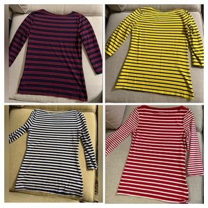 Lot of 4 MERONA STRIPPED 3/4 Length Sleeved Shirts.